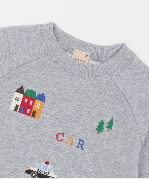セール】働く車刺繍トレーナー（スウェット）｜petit main