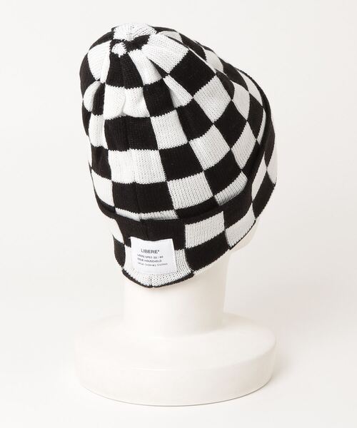 LIBERE（リベーレ）の「CHECKERBOARD BEANIE（ニットキャップ/ビーニー・メンズ・ホワイト×ブラック・FREE）」の8枚目の写真
