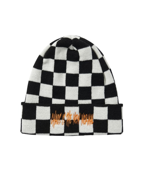 LIBERE（リベーレ）の「CHECKERBOARD BEANIE（ニットキャップ/ビーニー・メンズ・ホワイト×ブラック・FREE）」の2枚目の写真