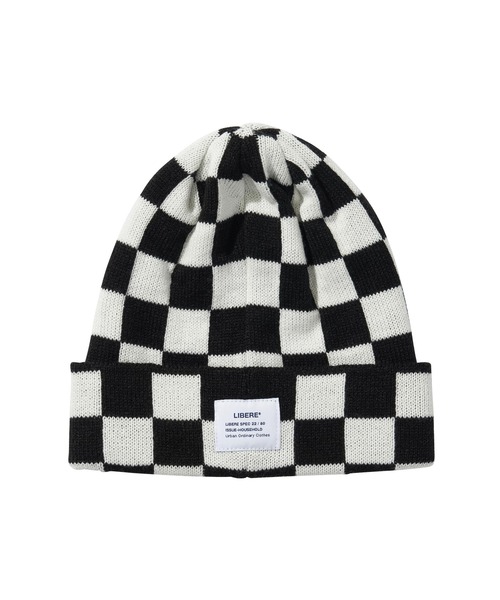 LIBERE（リベーレ）の「CHECKERBOARD BEANIE（ニットキャップ/ビーニー・メンズ・ホワイト×ブラック・FREE）」の3枚目の写真