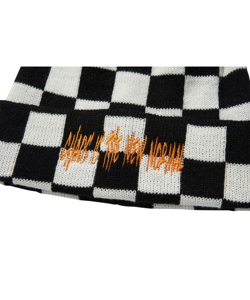 LIBERE（リベーレ）の「CHECKERBOARD BEANIE（ニットキャップ/ビーニー・メンズ・ホワイト×ブラック・FREE）」の4枚目の写真