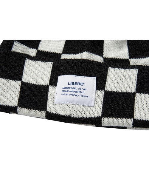 LIBERE（リベーレ）の「CHECKERBOARD BEANIE（ニットキャップ/ビーニー・メンズ・ホワイト×ブラック・FREE）」の5枚目の写真