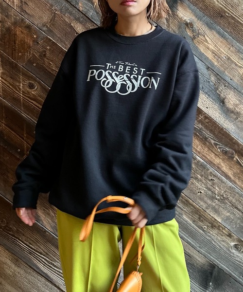 mi via loca(ミヴィアロカ)の「GILDAN Vintageライク POSSESSION ウラケ裏起毛 ロゴスウェット(スウェット・レディース・ブラック/トップグレー/ライトピンク・MEDIUM/X-LARGE)」の21枚目の写真