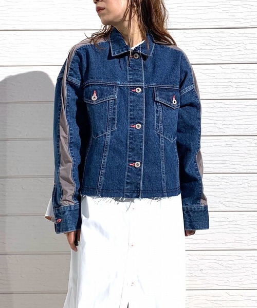 Q（キュー）の「デニムジャケット（デニムジャケット・レディース・ネイビー・MEDIUM）」の2枚目の写真