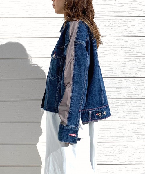 Q（キュー）の「デニムジャケット（デニムジャケット・レディース・ネイビー・MEDIUM）」の3枚目の写真