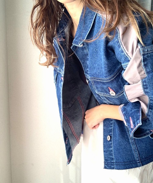 Q（キュー）の「デニムジャケット（デニムジャケット・レディース・ネイビー・MEDIUM）」の9枚目の写真