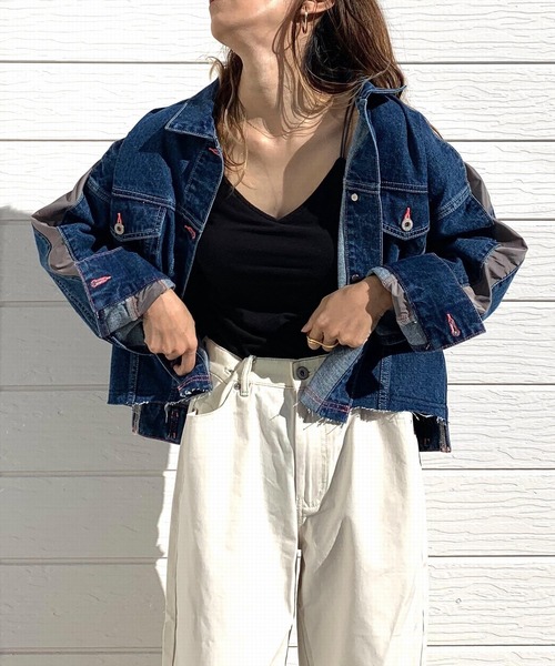 Q（キュー）の「デニムジャケット（デニムジャケット・レディース・ネイビー・MEDIUM）」の13枚目の写真