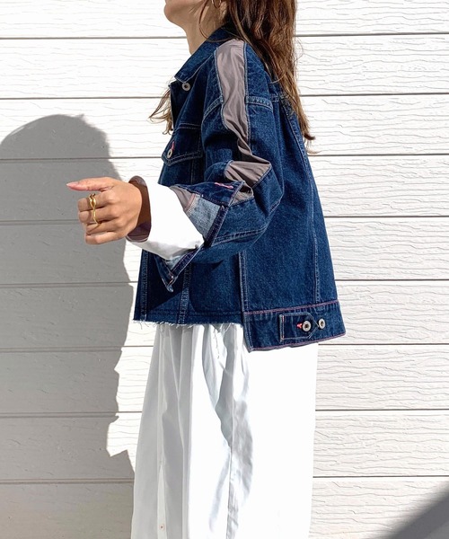 Q（キュー）の「デニムジャケット（デニムジャケット・レディース・ネイビー・MEDIUM）」の14枚目の写真