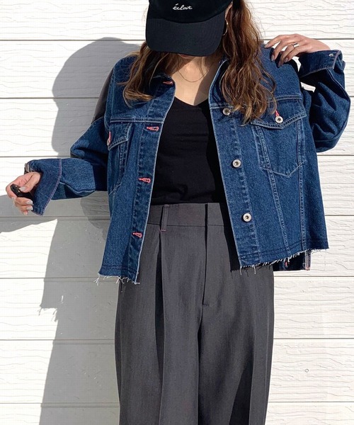 Q（キュー）の「デニムジャケット（デニムジャケット・レディース・ネイビー・MEDIUM）」の21枚目の写真