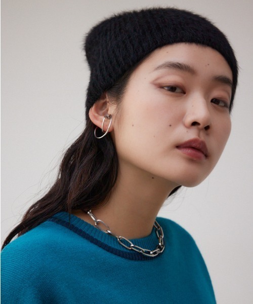 AZUL by moussy(アズールバイマウジー)の「シャギーニットビーニー(ニットキャップ/ビーニー・レディース・アイボリー/ブラック・FREE)」の2枚目の写真