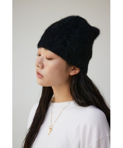 AZUL by moussy(アズールバイマウジー)の「シャギーニットビーニー(ニットキャップ/ビーニー・レディース・アイボリー/ブラック・FREE)」の8枚目の写真