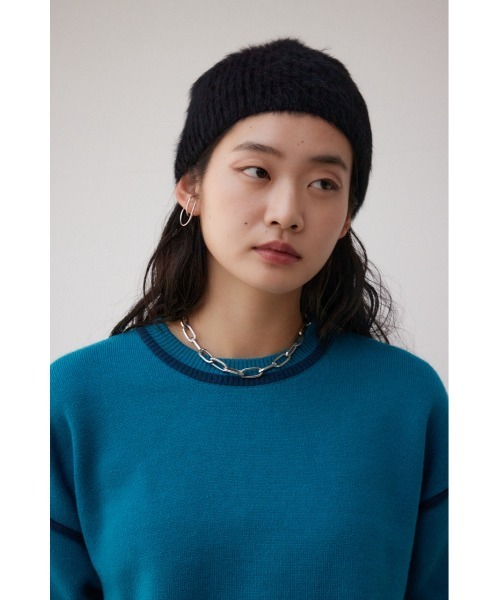 AZUL by moussy(アズールバイマウジー)の「シャギーニットビーニー(ニットキャップ/ビーニー・レディース・アイボリー/ブラック・FREE)」の22枚目の写真