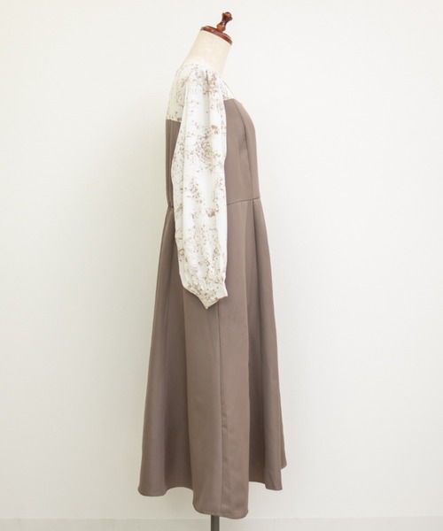 CLETTE(クレット)の「花柄ドッキングワンピース(ワンピース・レディース・モカ/ブラック・LL/3L/4L)」の15枚目の写真