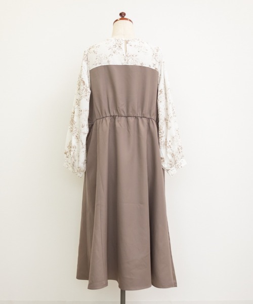 CLETTE(クレット)の「花柄ドッキングワンピース(ワンピース・レディース・モカ/ブラック・LL/3L/4L)」の16枚目の写真