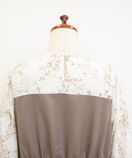 CLETTE(クレット)の「花柄ドッキングワンピース(ワンピース・レディース・モカ/ブラック・LL/3L/4L)」の18枚目の写真