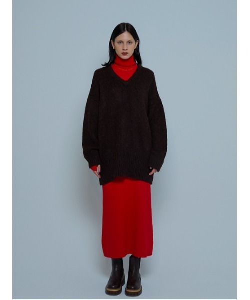 AMAIL（アマイル）の「Back open straight dress（ワンピース・レディース・ベージュ/ブラック/レッド・FREE）」の9枚目の写真