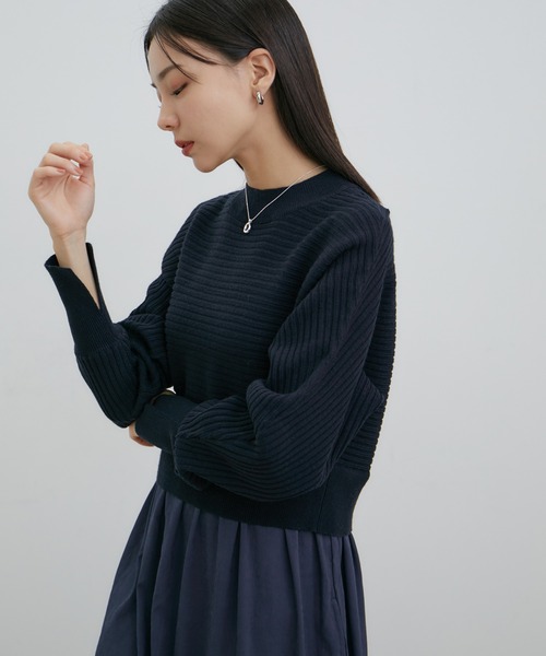 VIS（ビス）の「ドルマンニットドッキングワンピース（ワンピース・レディース・ダークラベンダー/ベージュ/ブルー系その他・FREE）」の17枚目の写真