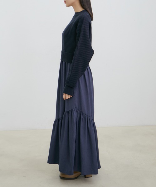 VIS（ビス）の「ドルマンニットドッキングワンピース（ワンピース・レディース・ダークラベンダー/ベージュ/ブルー系その他・FREE）」の20枚目の写真