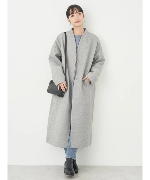 earth music&ecology（アースミュージックアンドエコロジー）の「Vネックノーカラーコート（ノーカラーコート・レディース・ブラウン/杢グレー/ライトベージュ/ブラック・M/L）」の3枚目の写真