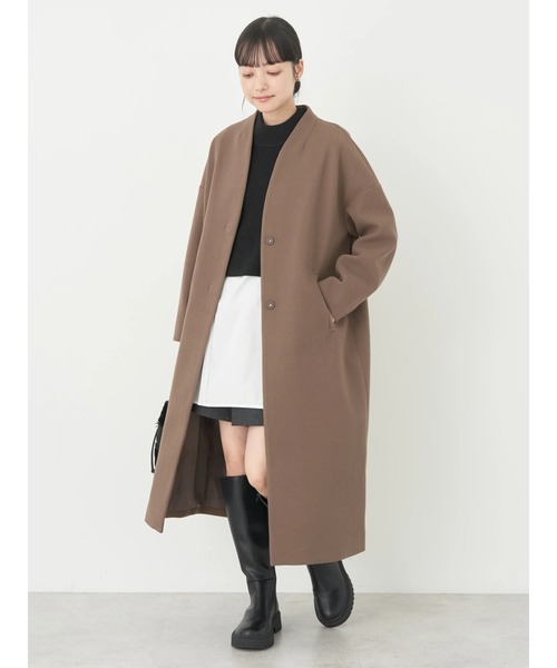 earth music&ecology（アースミュージックアンドエコロジー）の「Vネックノーカラーコート（ノーカラーコート・レディース・ブラウン/杢グレー/ライトベージュ/ブラック・M/L）」の5枚目の写真