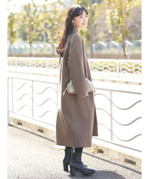 earth music&ecology（アースミュージックアンドエコロジー）の「Vネックノーカラーコート（ノーカラーコート・レディース・ブラウン/杢グレー/ライトベージュ/ブラック・M/L）」の11枚目の写真