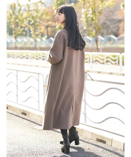 earth music&ecology（アースミュージックアンドエコロジー）の「Vネックノーカラーコート（ノーカラーコート・レディース・ブラウン/杢グレー/ライトベージュ/ブラック・M/L）」の12枚目の写真