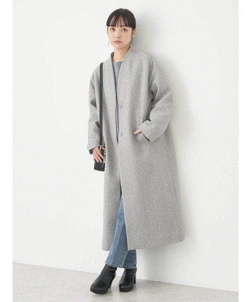 earth music&ecology（アースミュージックアンドエコロジー）の「Vネックノーカラーコート（ノーカラーコート・レディース・ブラウン/杢グレー/ライトベージュ/ブラック・M/L）」の16枚目の写真