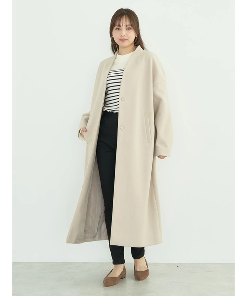 earth music&ecology（アースミュージックアンドエコロジー）の「Vネックノーカラーコート（ノーカラーコート・レディース・ブラウン/杢グレー/ライトベージュ/ブラック・M/L）」の19枚目の写真