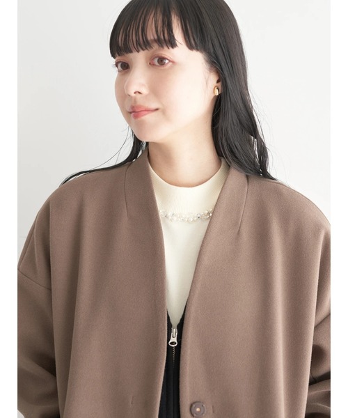 earth music&ecology（アースミュージックアンドエコロジー）の「Vネックノーカラーコート（ノーカラーコート・レディース・ブラウン/杢グレー/ライトベージュ/ブラック・M/L）」の22枚目の写真
