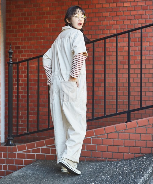 CUBE SUGAR(キューブシュガー)の「綿ツイルオールインワン(つなぎ/オールインワン・レディース・ナチュラル・M)」の19枚目の写真