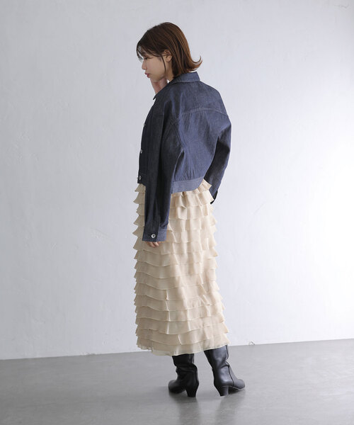 La TOTALITE（ラトータリテ）の「【TORRAZZO DONNA/トラッゾドンナ】Ruffle Skirt（スカート・レディース・チャコールグレー/ベージュ・FREE）」の5枚目の写真