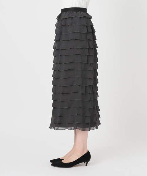 TORRAZZO DONNA フリルブラックロングスカート セール】【TORRAZZO DONNA/トラッゾドンナ】Ruffle Skirt