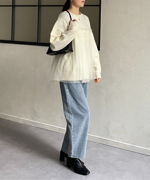 Thevon（ゼボン）の「チュールドッキングニットプルオーバー（ニット/セーター・レディース・ブラック/グレー/イエロー/アイボリー・FREE）」の15枚目の写真