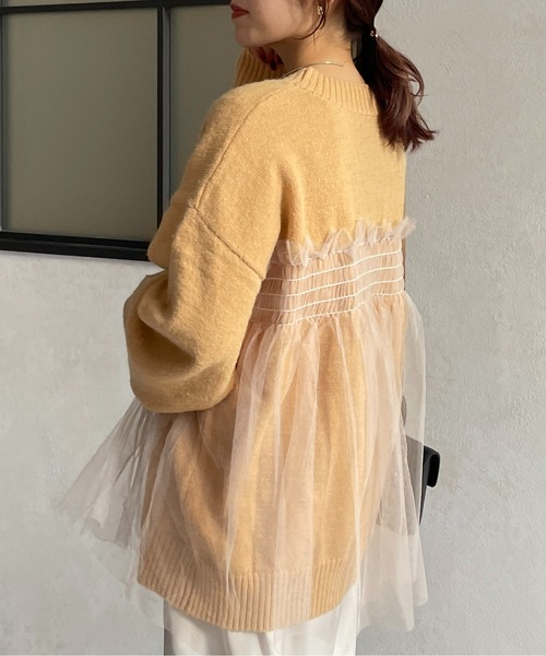 Thevon（ゼボン）の「チュールドッキングニットプルオーバー（ニット/セーター・レディース・ブラック/グレー/イエロー/アイボリー・FREE）」の17枚目の写真