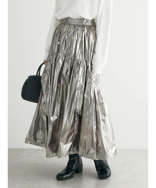 ELENCARE DUE（エレンカーレデュエ）の「・ELENCARE　DUE　メタリックティアードスカート（スカート・レディース・ゴールド/シルバー系その他2/ネイビー/ブラック・FREE）」の6枚目の写真