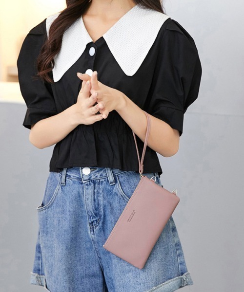 Miniministore(ミニミニストア)の「スマホショルダー 財布付き スマホポーチ(ショルダーバッグ・レディース・ピンク/ミント/ブラック/ワインレッド/ライトピンク/ブルー・FREE)」の18枚目の写真