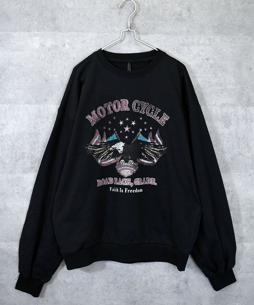 Anytime Songs（エニータイムソングス）の「裏毛 プリントクルー（スウェット・メンズ・ブラック系その他/グレー系その他2/ブラック系その他2/ブラック/グレー系その他/チャコール・LARGE/X-LARGE/MEDIUM）」の3枚目の写真