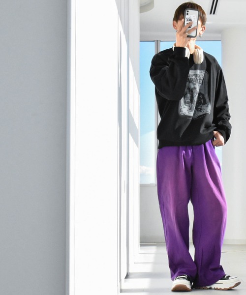 Anytime Songs（エニータイムソングス）の「裏毛 プリントクルー（スウェット・メンズ・ブラック系その他/グレー系その他2/ブラック系その他2/ブラック/グレー系その他/チャコール・LARGE/X-LARGE/MEDIUM）」の7枚目の写真