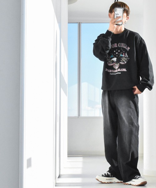 Anytime Songs（エニータイムソングス）の「裏毛 プリントクルー（スウェット・メンズ・ブラック系その他/グレー系その他2/ブラック系その他2/ブラック/グレー系その他/チャコール・LARGE/X-LARGE/MEDIUM）」の13枚目の写真