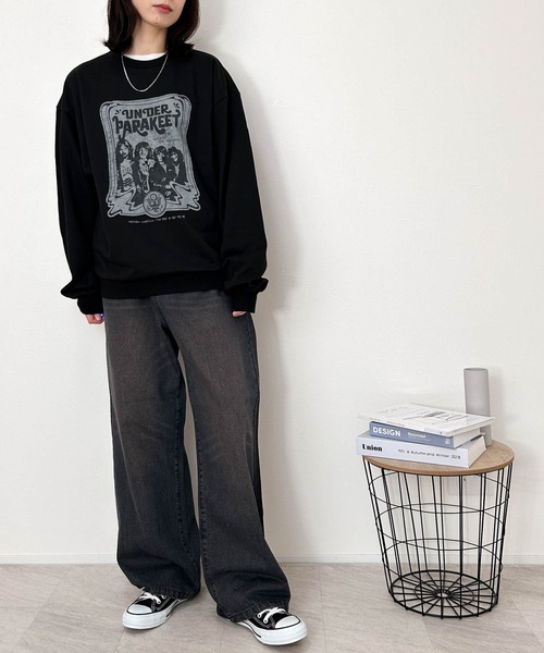 Anytime Songs（エニータイムソングス）の「裏毛 プリントクルー（スウェット・メンズ・ブラック系その他/グレー系その他2/ブラック系その他2/ブラック/グレー系その他/チャコール・LARGE/X-LARGE/MEDIUM）」の10枚目の写真