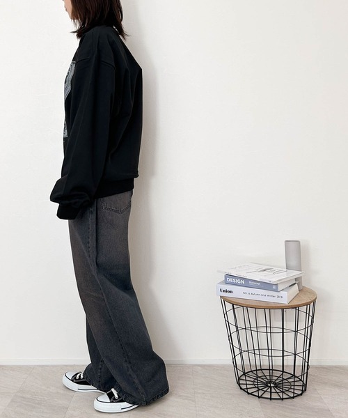 Anytime Songs（エニータイムソングス）の「裏毛 プリントクルー（スウェット・メンズ・ブラック系その他/グレー系その他2/ブラック系その他2/ブラック/グレー系その他/チャコール・LARGE/X-LARGE/MEDIUM）」の11枚目の写真