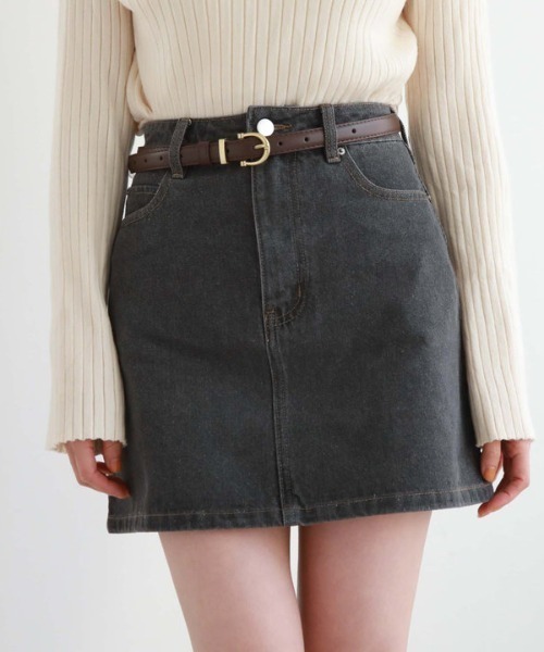 【 】Jeans ロゴ刺繍 デニム ミニスカート ♪ archives（アルシーヴ）の「ロゴ刺繍デニムミニスカート（デニム