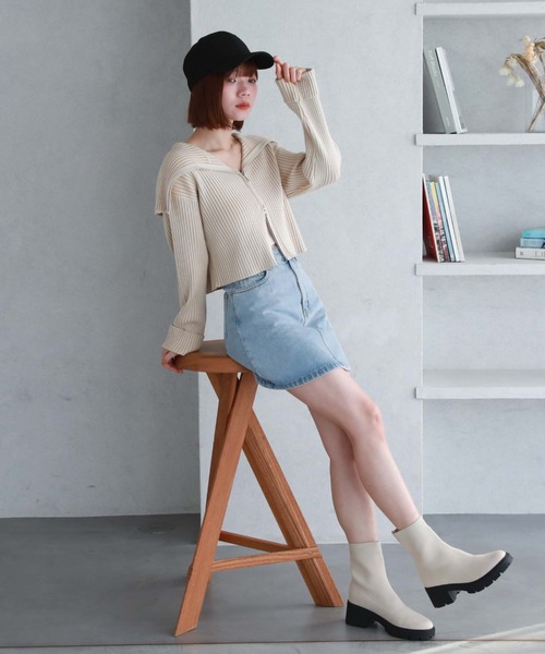 archives（アルシーヴ）の「ロゴ刺繍デニムミニスカート（デニムスカート・レディース・サックスブルー/グレー・SMALL/MEDIUM）」の21枚目の写真