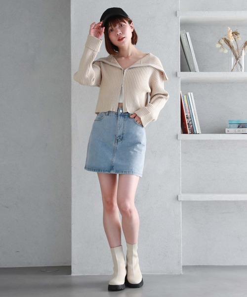 archives（アルシーヴ）の「ロゴ刺繍デニムミニスカート（デニムスカート・レディース・サックスブルー/グレー・SMALL/MEDIUM）」の17枚目の写真