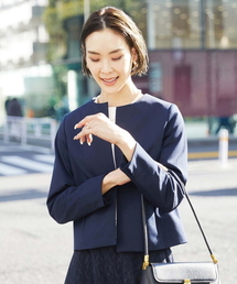 MICEL KLEIN  ミッシェルクラン　♡ ノーカラージャケット♡ ブラック MICHEL KLEIN｜ミッシェル・クランのノーカラージャケット通販