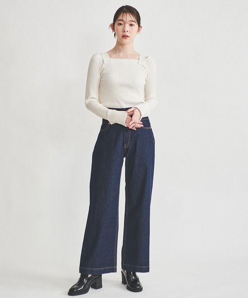 31 Sons de mode（トランテアン　ソン　ドゥ　モード）の「肩ベルトリブニット（ニット/セーター・レディース・オフホワイト/ライトグリーン/ブラック・36）」の11枚目の写真