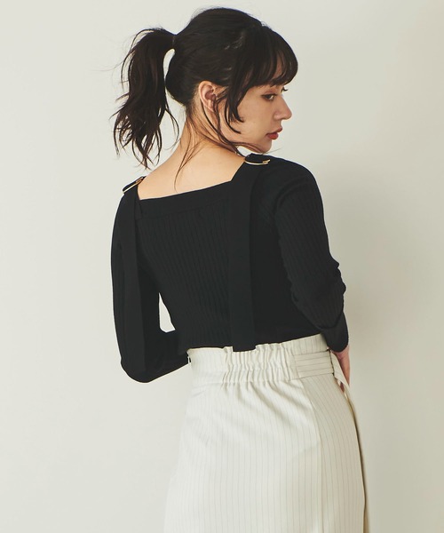 31 Sons de mode（トランテアン　ソン　ドゥ　モード）の「肩ベルトリブニット（ニット/セーター・レディース・オフホワイト/ライトグリーン/ブラック・36）」の17枚目の写真