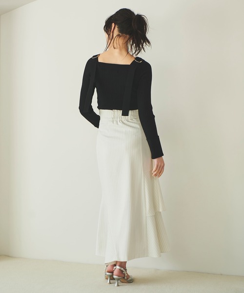 31 Sons de mode（トランテアン　ソン　ドゥ　モード）の「肩ベルトリブニット（ニット/セーター・レディース・オフホワイト/ライトグリーン/ブラック・36）」の18枚目の写真