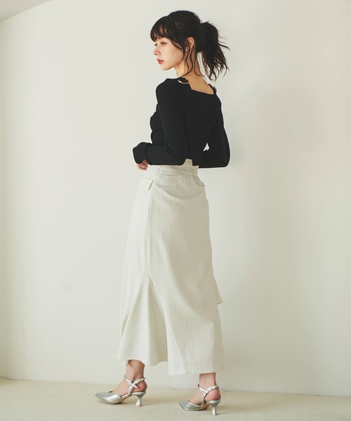 31 Sons de mode（トランテアン　ソン　ドゥ　モード）の「肩ベルトリブニット（ニット/セーター・レディース・オフホワイト/ライトグリーン/ブラック・36）」の20枚目の写真