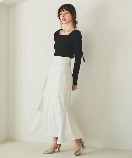 31 Sons de mode（トランテアン　ソン　ドゥ　モード）の「肩ベルトリブニット（ニット/セーター・レディース・オフホワイト/ライトグリーン/ブラック・36）」の21枚目の写真